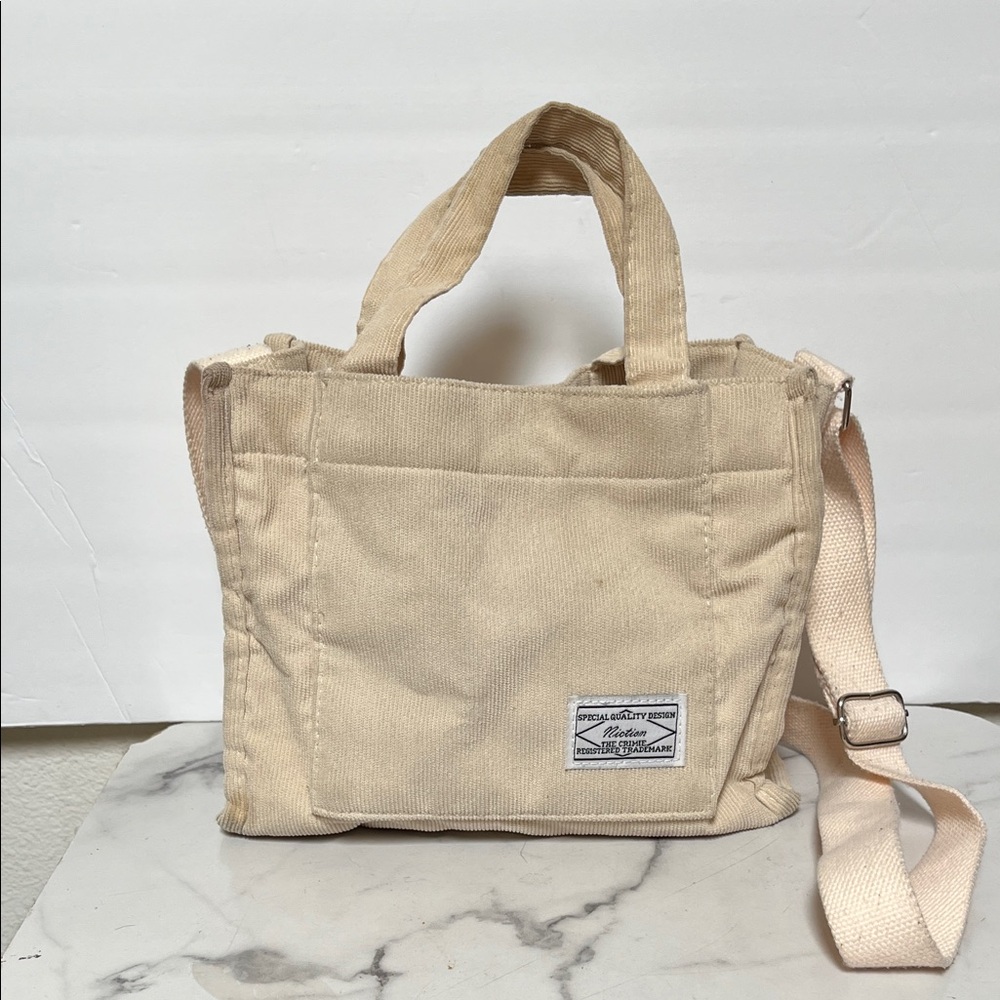 Canvas Mini Tote Bag in Beige - Unbranded